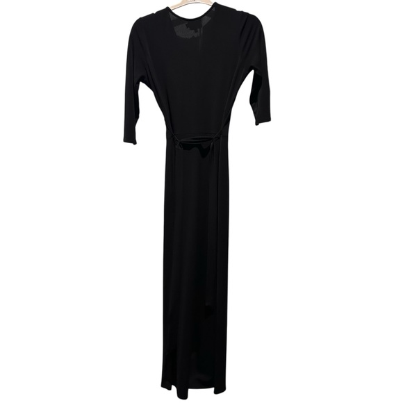 Leota Black Perfect Wrap Maxi 3/4 Sleeves Dress Medium - Picture 5 of 9